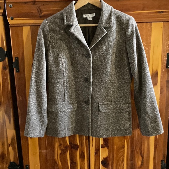 Pendleton Jackets & Blazers - Pendleton size 8 brown and white wool tweed structure jacket blazer